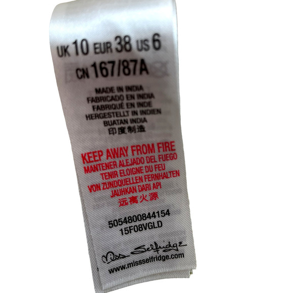 MISS SELFRIDGE SHEER RUFFLE BLOUSE WITH GOLD FLORAL EMBELLISHMENT - Picture 7 of 9